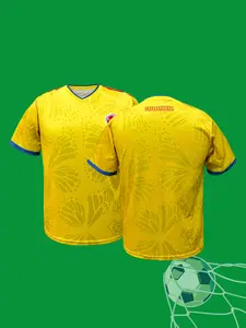 Fashion Colombia Printed Yellow Soccer Jersey, Crew Neck Loose Casual Sportswear, All-Season Breathable & Comfortable Football Jersey, Fan T-Shirt, Versatile for Daily Training, Unisex for Men and Women