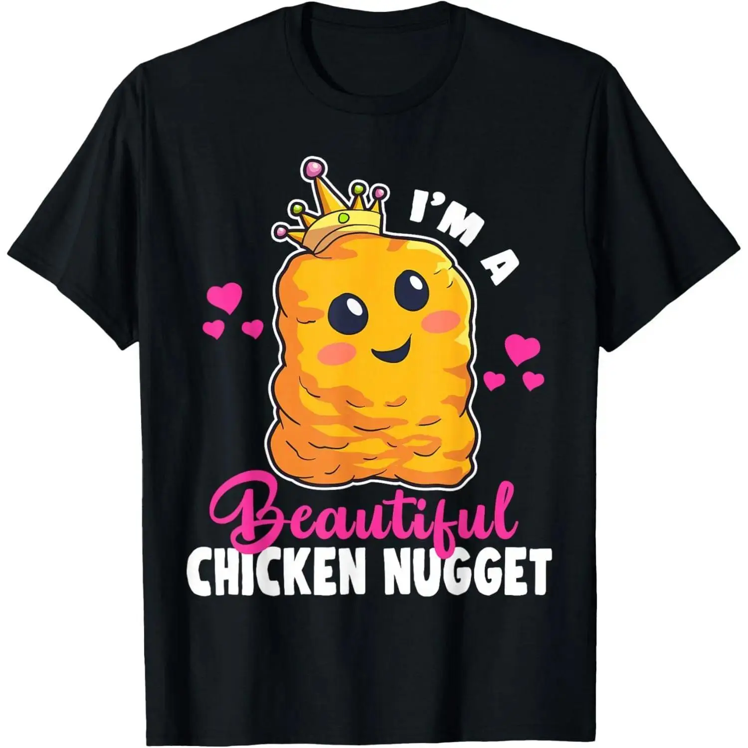 T-Shirt with Kawaii Chicken Nugget Graphic, Funny Nug Life Style Shortsleeve Top for Women & Men, Soft Breathable Cotton Fabric, Outfits, Piece, Casual
