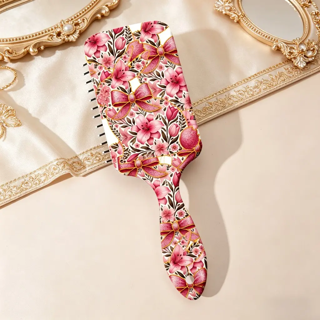 Butterfly Print Cushion Comb, Comb Type, Anti-Static Scalp Massager, Smooth Hair Brush, Comb Design, Dark Style, Wet/dry Use, Gentle on Hair, Portable, Travel Hairbrush, Fashion Bouncy Comb