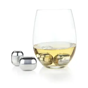 Viski Set of 4 Glacier Rocks Stainless Steel Wine Globes
