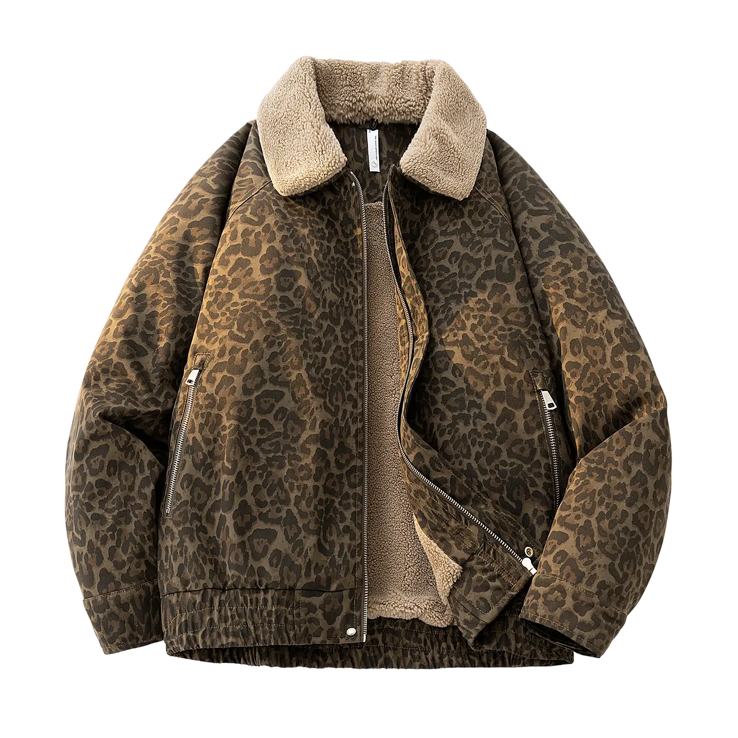 Vintage Faux Fur Lined    Jacket Zip Up Windbreaker Thermal Winter Streetwear Outerwear for Winter Outfits,  Winter Fashion Trend Layering Clothes