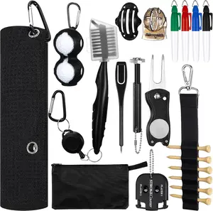 21 Pcs Golf Accessories Kit Cleaning Kit Include Golf Brush, Towel, Groove Sharpener, Divot Repair Tool, Ball Alignment Portable Tool Gifts for Men or Women