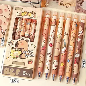 6-piece erasable gel pen set, ink retractable design, smooth writing, quick-drying office supplies, elegant stationery