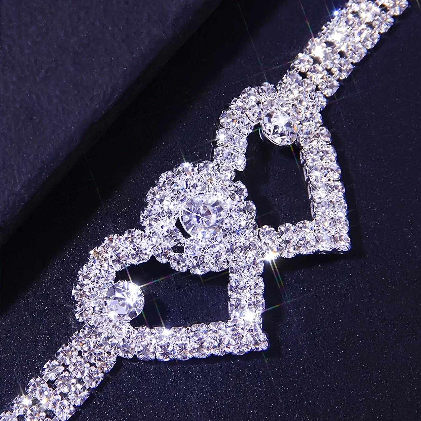 2-piece set of double heart rhinestone anklets, shiny beach foot jewelry, wedding accessories, perfect gift for friends and family