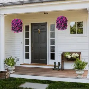 Ivydale Artificial Fake Hanging Flowers Plants for Outdoor Outside Spring Decoration, 2PCS Faux Silk UV Resistant Look Real Yellow Morning Glory Trailing Vines for Home Planter Porch Patio Balcony