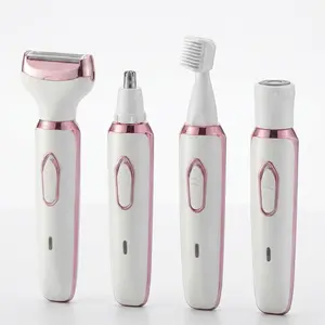 Show summer charm: Women's bikini trimmer women's gift, white electric shaver, rechargeable pubic hair and body hair trimmer, electric leg hair, eyebrow and body hair 4-in-1 razor, bikini shaver, IPX7 waterproof, face lip chin underarm leg woman private