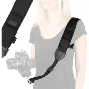 Camera Sling  Strap with Adjustable Neoprene, Safety Tether, Accessory Pocket, Quick Release Buckle - Compatible with , ,  and More DSLR and Mirrorless Cameras (Black)