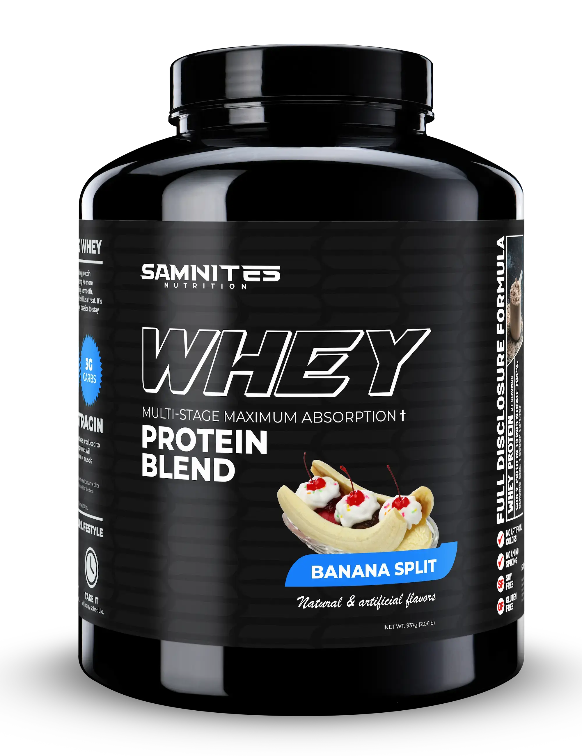 Samnites Nutrition Banana Split Whey Protein Blend 25g Protein Per Serving 27 Servings High Absorption Formula For Muscle Growth & Recovery Edible Milk