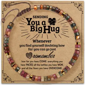 Inspirational Healing Natural Stone Beads Bracelet for Women Christmas Day Gifts with Thoughtful Message & Healing Properties Ideal for Friends Sisters Mom Get Well Soon