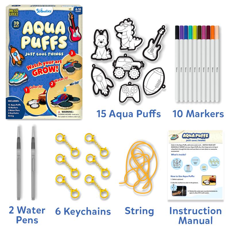 Skillmatics 3D Art Kit - Aqua Puffs, Mess-Free Fun, Magical Craft Activity, Travel Toys, DIY Decor, Creative Gifts for Girls & Boys Ages 4, 5, 6, 7, 8, 9, 10