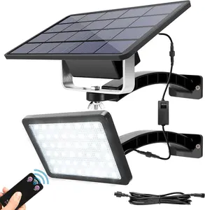 JACKYLED 1000 Lumen Solar Dusk to Dawn Light with Remote Control Light Kit with 5500mAh Battery and 9.8ft Cord, Solar Security Light for Wall Porch Barn Patio Garage,outdoor lights patio solar floodlight lampara solar luces con yard  lights