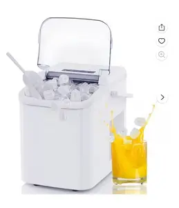 Countertop Ice Maker, 9 Bullet Ice Cubes in 6 Mins, 26lbs/24H, w/ Scoop & Basket, White