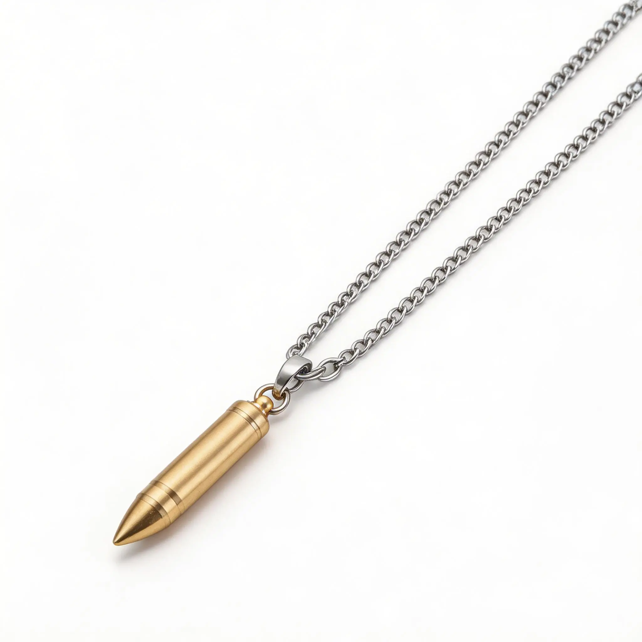 Stainless Steel Statement Necklace with Retro 9mm Bullet Pendant, Unisex Jewelry for Hunters, Adjustable & Hypoallergenic Casual Chain, Safety-Certified, Choking Hazard Small Parts, Vintage, Chain Jewelry Necklaces