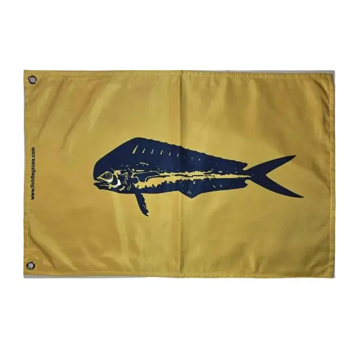 Mahi (Dolphin-Dorado) Nautical Theme Catch Flag, 19.5 x 13 inch Double Stitch Micro Twill Party Decorations Banner, Home Supplies Backdrop