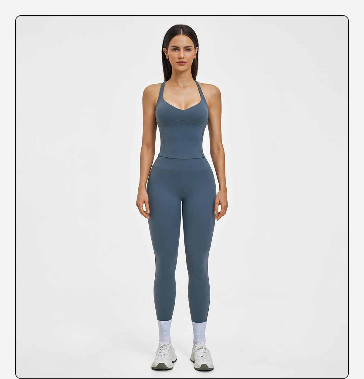 MFVIM Women’s Spring/Summer Fuzzy Sports Set – Crossback Design, Premium Feel Fitness Outfit for Outdoor Casual Running and Yoga