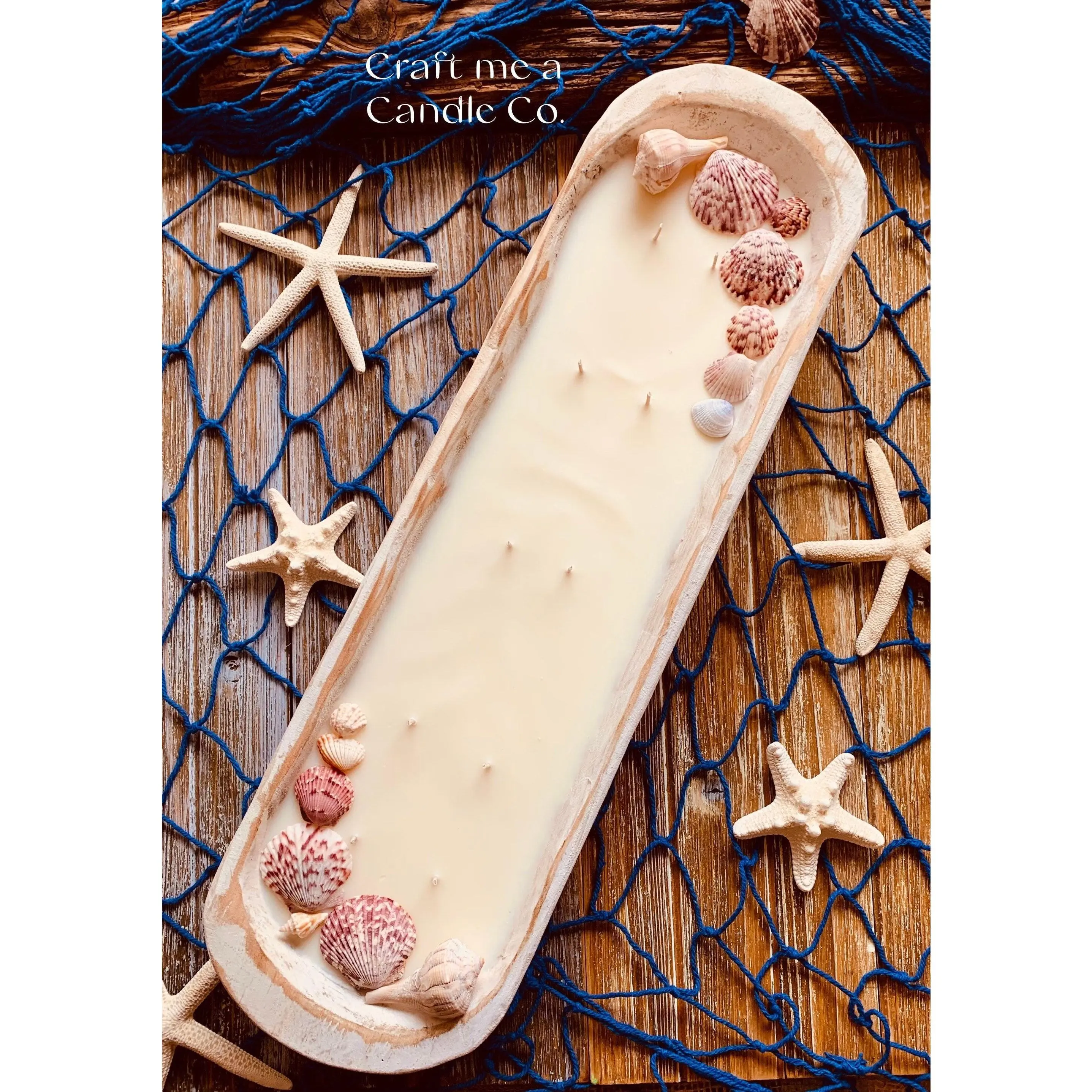 Wood Dough Bowl Candles- Baguette Soy Wax Candle- Beach Theme Candle