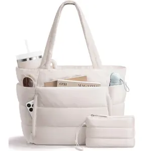 Large Work Tote Laptop Bag, Lightweight Travel Tote Bag with Zipper Gifts for Women Teacher Nurse Quilted Shoulder Bag for School Gym