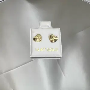 14 KT Gold Heart Stud Earrings for Women - Stylish and Elegant Design
