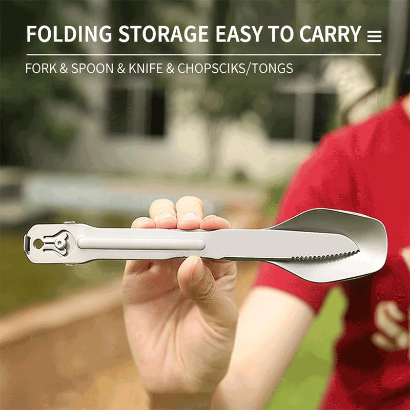 Multi-functional knife, fork and spoon three-in-one tableware, creative outdoor food holder, detachable multi-purpose tableware