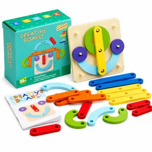 Kids Montessori Wooden Geometric Puzzle Shape Sorter Toy, 3+ Years, 6 Colorful Geometric Shapes, Easy-Grip Design, Music & Lights, Children Development Gift with Diamond Box, Pop Mart-Style Blind Box