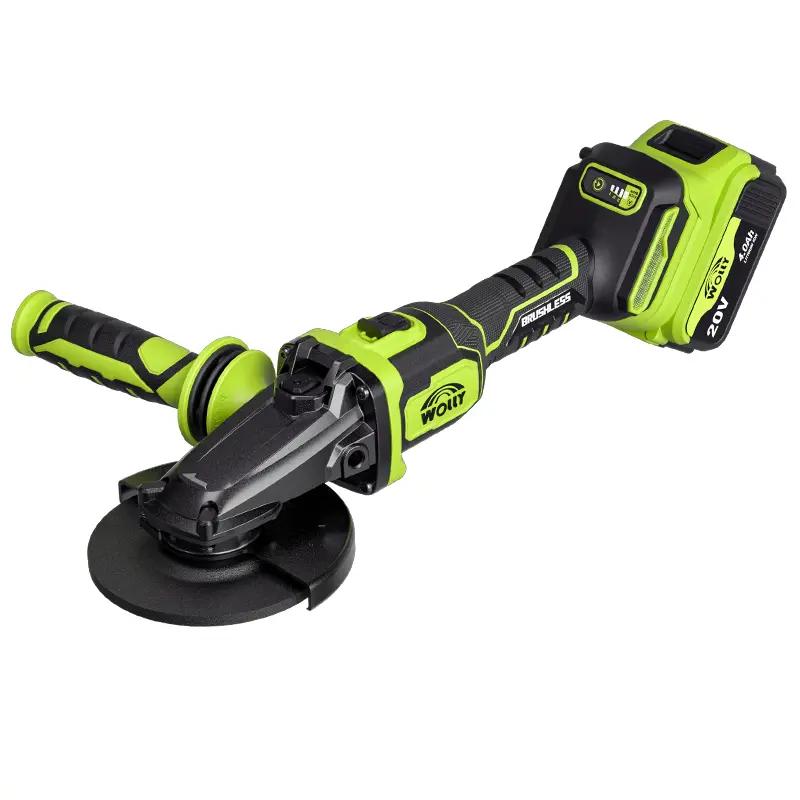 20V Cordless Brushless Angle Grinder with Kickback Control, 3 Variable Speeds, Detachable Handles, 4-Piece Discs for Cutting, Grinding