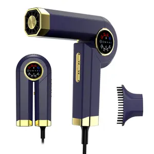 Foldable High-Speed Ionic Hair Dryer - 110000 RPM Brushless Motor, Smart LED Display, Magnetic Nozzle, Fast Drying for Travel, Home Use