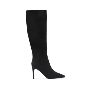 Daniella Below The Knee Heel Boots - Black