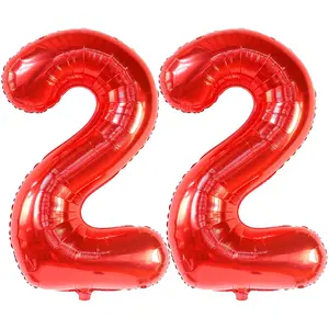 Gaint Red 22 Balloon Number - 40 Inch | Red 22 Birthday Balloon Decor | 22Nd Birthday Decorations For Party | Red Number 22 Balloon | Red 22 Year Old Balloon For 22Nd Birthday Party Supplies
