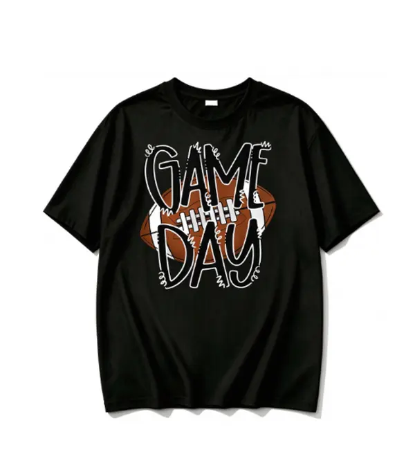 Vintage Mineral Washed Game Day Football Graphic T-Shirt Unisex Oversized Touchdown Celebration Tee Retro Tailgate DTG Print Crewneck Tee for Men Women