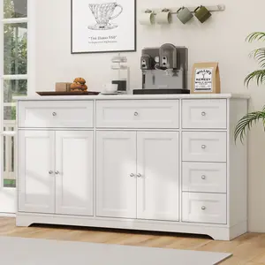 COSTWAY - Buffet Sideboard 59" Modern Coffee Bar Station Console Table-White