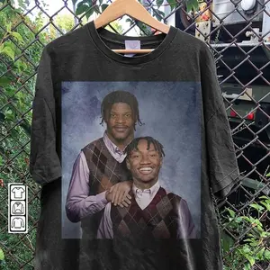 Zay Flowers Lamar Jackson Baltimore Football Shirt, Step Bros Funny Shirt Christmas Gift Fathers Day Unisex, Football Fan Gift Classic Cotton