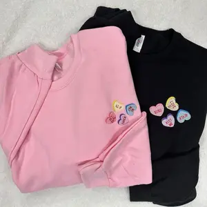 Embroidered Conversation Hearts Crewneck Sweatshirt