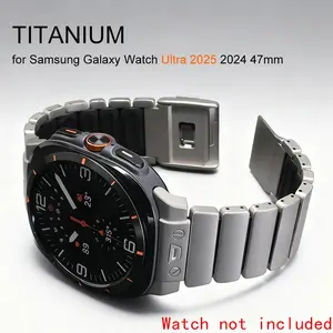 Luxury Stainless Steel Smartwatch Strap for Samsung Galaxy Watch Ultra, Titanium Metal Watchband for Samsung Galaxy Watch Ultra 7 47mm, Accessory Essentials, Smart Watch Accessories
