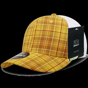 212 MAIN Casual Dog & Cat Plaid Trucker Snapback Hat, 6-Panel Mid Crown Pre-Curved Structured Design, 6017-135 135-White Mesh Cap, 1 Size Fits Most