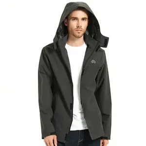 OTU Men's Lightweight Waterproof Hooded Rain Jacket Outdoor Raincoat Shell Jacket for Hiking Travel