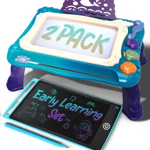 JoyX 2-Pack Magnetic Drawing & LCD Tablet for Kids - Joy-Doodle Board & Portable LCD Tablet, Colorful Educational Sketch Toys for Toddlers, Early Learning Gift for 1 2 3 4 5 Year Old Boys Girls Kids Smart