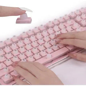 128 count Keyboard Stickers for Long Nails with Full Key: Upgraded Adhesive Keyboard Bubbles for Typing Long , Accessories and Gifts for Office Girls, Gaming Girls(White)