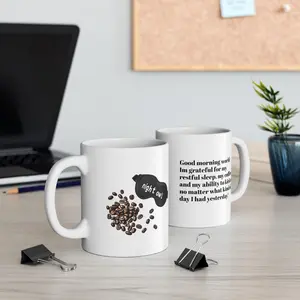 Night Owl Morning Mantra Ceramic Mug, (11oz, 15oz)