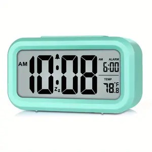 Digital Alarm Clock for Bedroom, 4.3" Screen Desk Clock with 3 Bells, Rechargeable Battery Operated Small Clock with Temperature, Snooze, 12/24H Display for Heavy Sleepers Decor