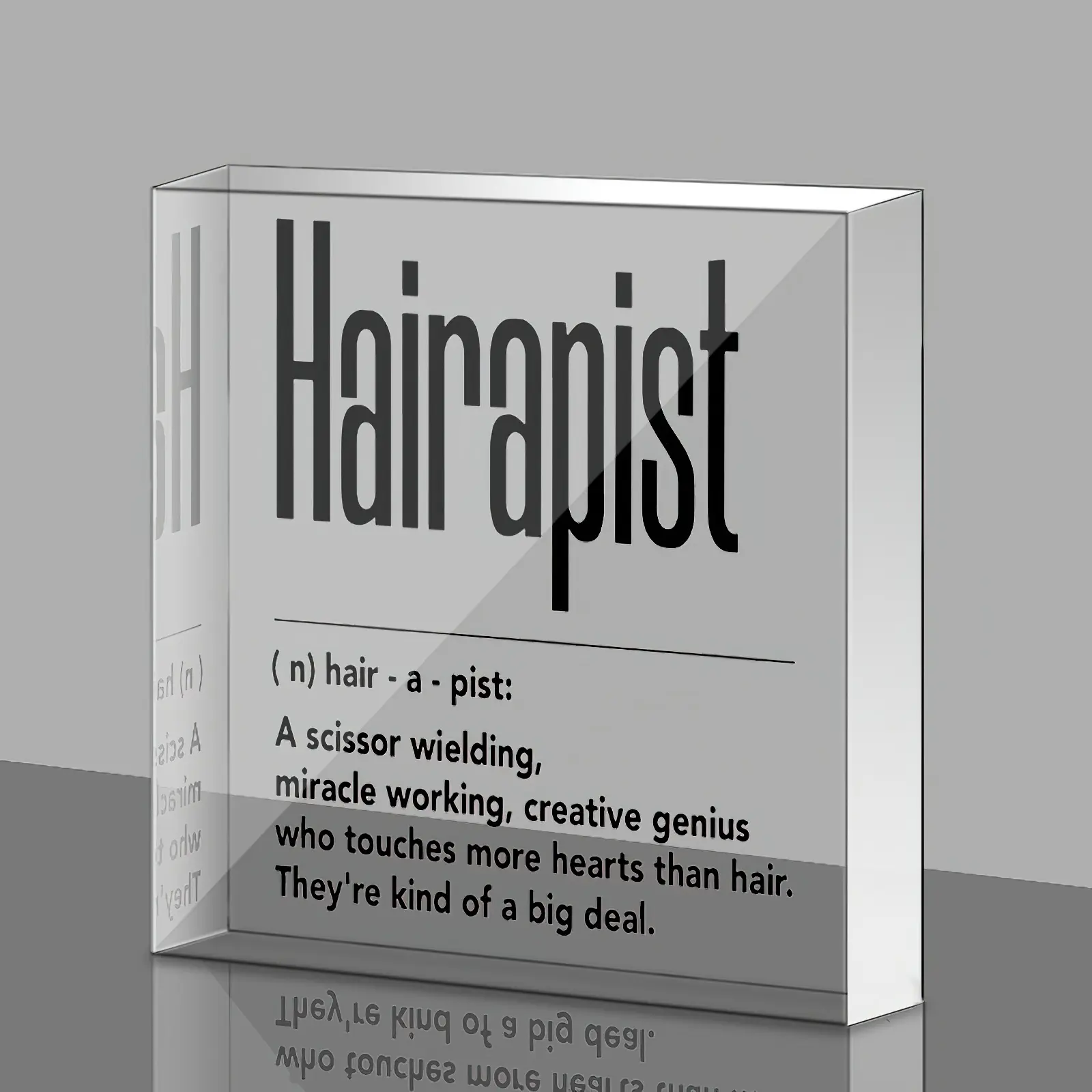 Hairdresser Definition Clear Acrylic Plaque Desktop Decoration, Funny Hairdresser Definition Ornament, Fashionable Office Decoration for Salon or Home, Creative Desktop Decoration, Signs
