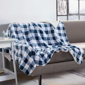 Elegant Comfort Buffalo Plaid Sherpa Throw Blanket – Micro Mink Sherpa, Soft & Warm, 50" x 60", Ideal for Sofa, Bed & Home Use