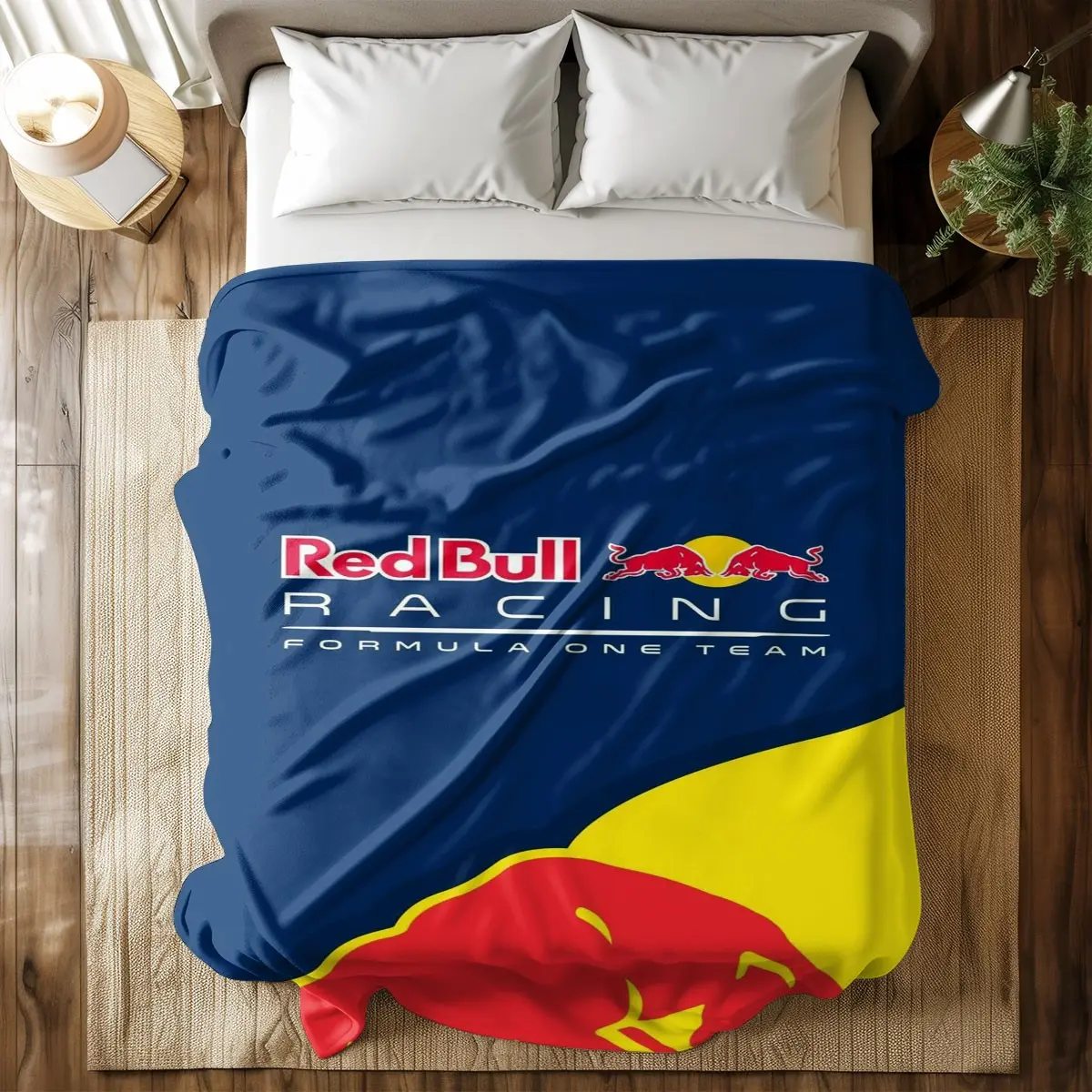 Bull F1 Team Printed Fleece Slogan Print Blanket, Soft, Cozy and Warm Anti-Pilling, Throw for Home, Ideal Blanket Gifts for Any Occasion