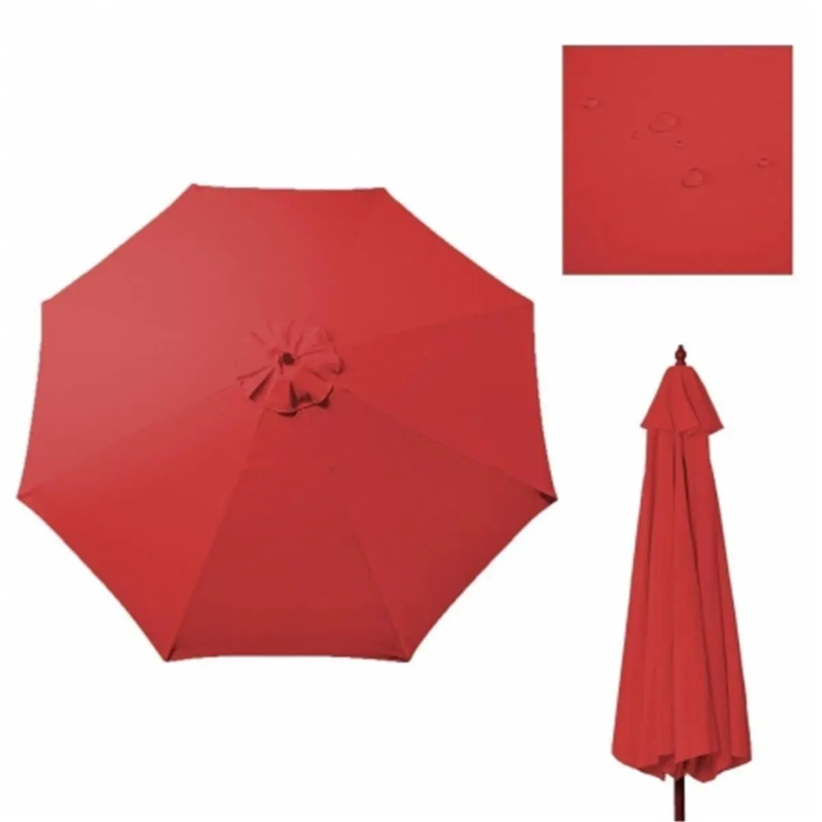 212 MAIN Patio Umbrella Canopy Replacement Top, 9' Diameter, UV-Blocking Weather-Resistant Fabric, Reinforced Grommets, Tan Red Outdoor Cover for 8-Rib Outdoor Furniture Umbrellas