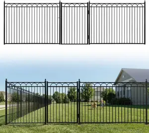 Fencer Wire Heavy Duty Garden Fence Border, 8FT Wide Decorative Arc Fence with 6FT Height Panels, Gate, Posts, Connectors, Metal Fencing Barrier for Residential, Yard, Pool, Patio