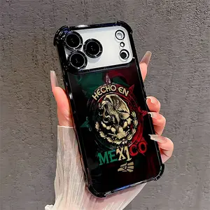 Hecho en México Dark Emblem Four Corner Airbag Anti-Collision Electroplated Soft&Flexible TPU Silicone Phone Case For iPhone 17 Pro Max AIR 16 15 14 13 12 11 Plus XSMAX Cases Durable|Shockproof|Full Camera Protection|Gift For Men Women summerwins
