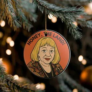 Funny Psychic Quote Ornament, Honey The Land Ceramic Decoration, Retro Holiday Gift, Unique Christmas Tree Keepsake