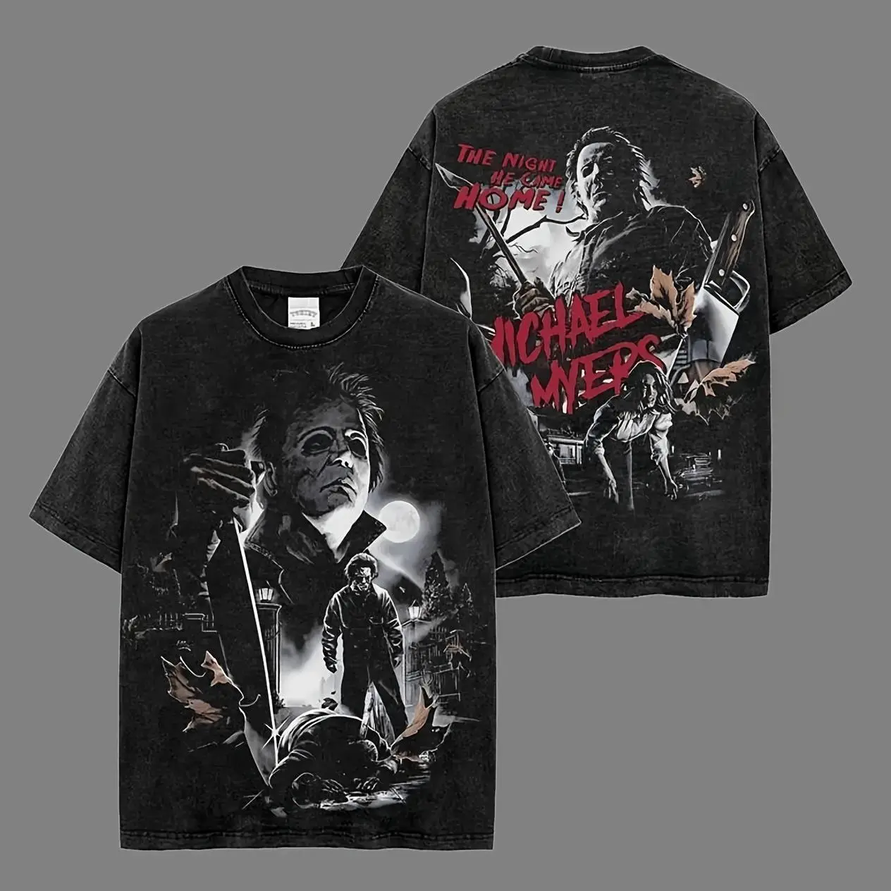 MICHAEL MYERS - HALLOWEEN Horrorie Premium Acid Washed T-Shirt, Halloween Merch, 80s Horror T-shirt, Trick Or Treat Shirt