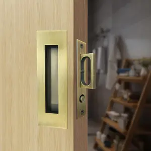6 Inch Antique Brass Recessed Finger Flush Pulls with Edge Pull, Door Handle Hardware for Pocket Door, Closet Sliding Doors and Barn Door