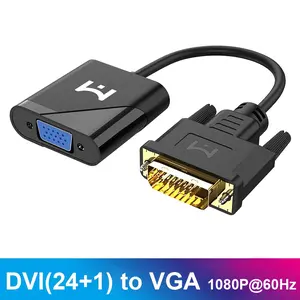 Unique BargainsPC High-Quality DVI to VGA Adapter Cable - 24+1 Male to Female, 1080p@60Hz, Golden-Plated Connectors for PC Monitor Connection