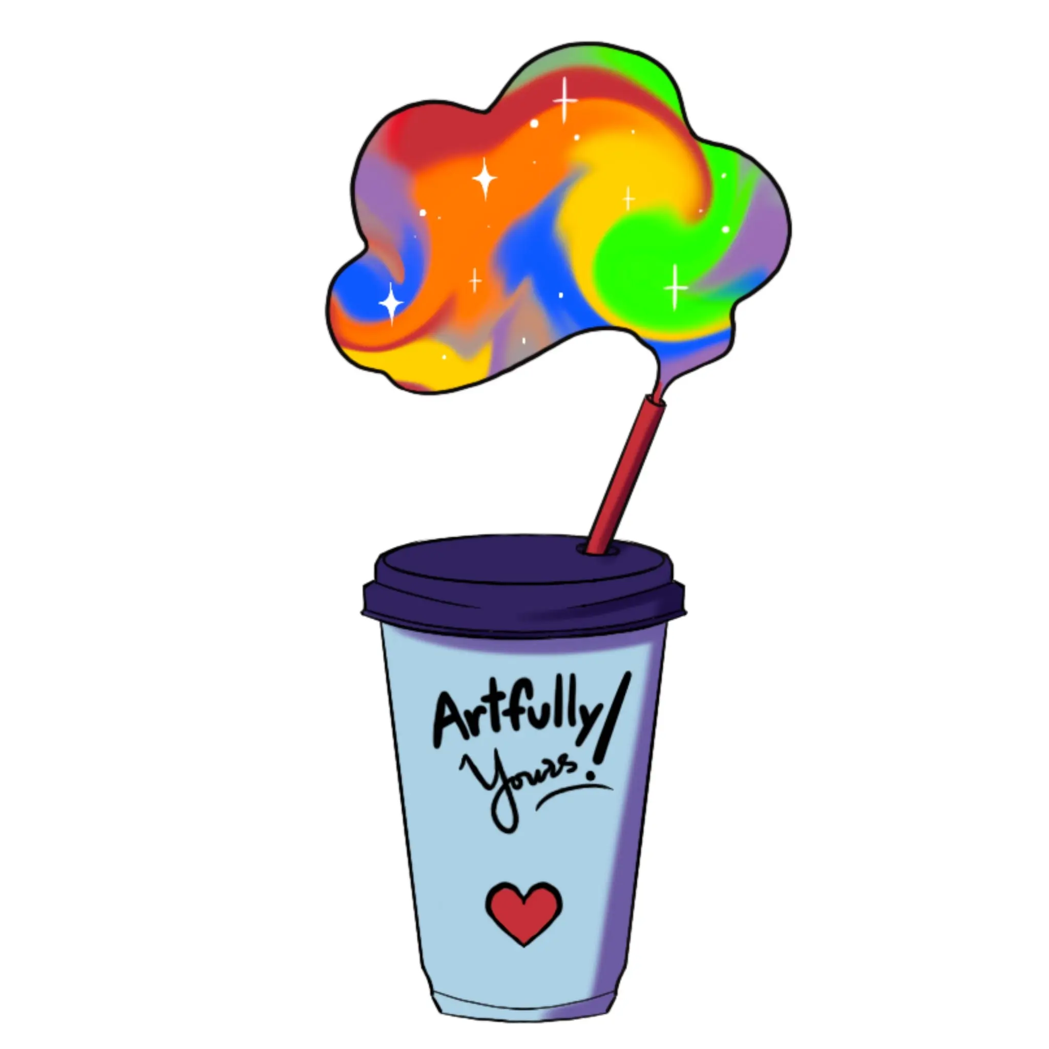 Drink Water Creative Juice Cup Sticker – Artfully Yours Rainbow Cloud Drink | Cute Artist Vinyl Decal Water Bottle Sticker